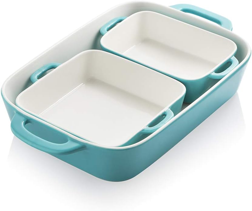 SWEEJAR Ceramic Bakeware Set, Rectangular Baking Dish for Cooking, Kitchen, Cake Dinner, Banquet and Daily Use