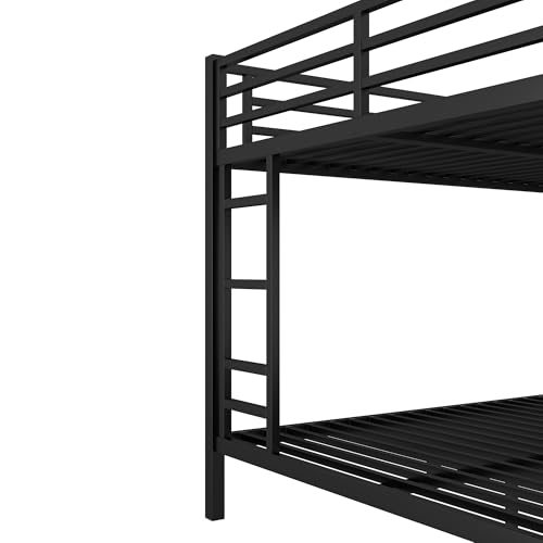 Heavy Duty Bunk Bed Frame with Ladder, Twin XL Over Twin XL Bunk Beds with Safety Guardrails, Adults Bunk Beds with Noise-Reducing Rubber Stoppers