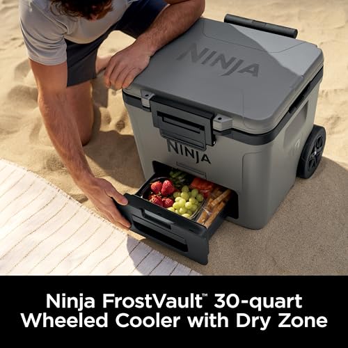 Ninja FrostVault 45qt Wheeled Cooler with Dry Zone, Integrated Fridge-Temp Dry Storage Drawer, Premium Heavy-Duty Insulated Cooler