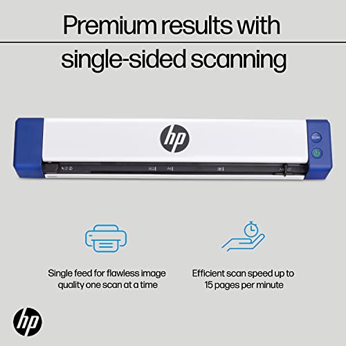 HP Small USB Document & Photo Scanner for Portable 1-Sided Sheetfed Digital Scanning, Model HPPS100, for Home, Office & Business