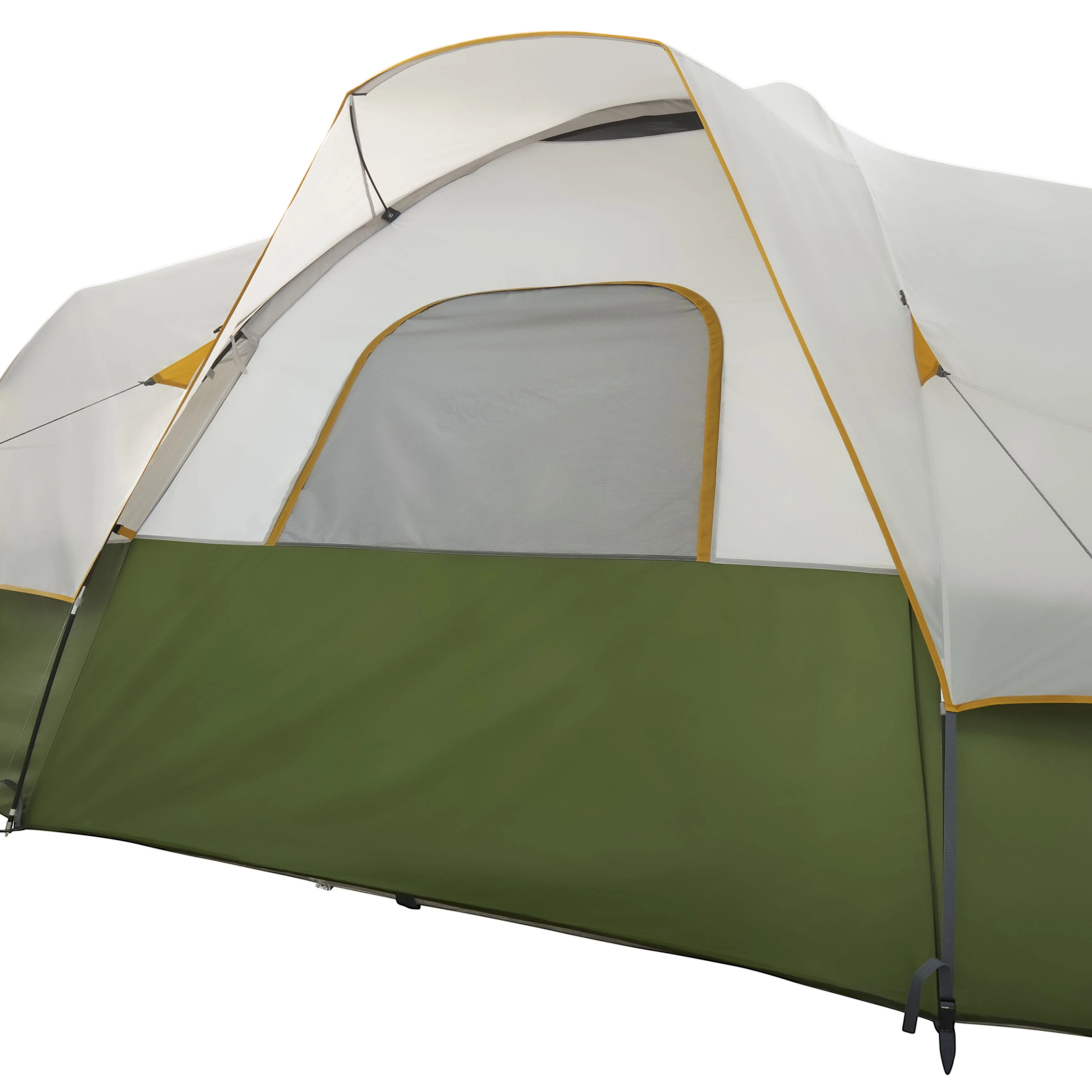 Slumberjack Riverbend 10-Person, 3-Room, Hybrid Dome Tent, Off-White / Green, with Full Fly