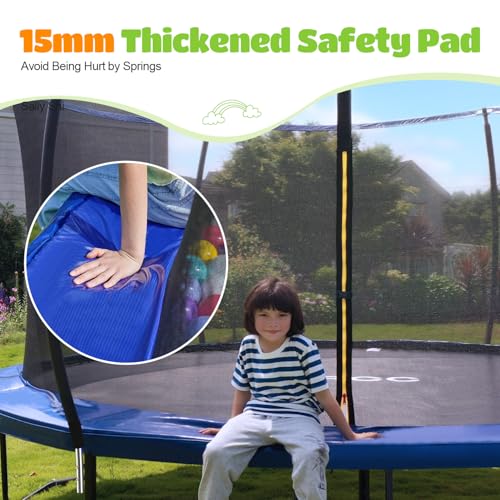 ORCC 1200LBS Weight Capacity Trampoline 16 15 14 12 10 8FT Outdoor Yard Trampolines for Kids Adults Outdoor Yard Trampolines for Kids Adults