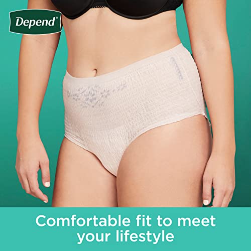 Depend Fresh Protection Adult Incontinence & Postpartum Bladder Leak Underwear for Women, Disposable, Maximum, Large, Blush, 72 Count (2 Packs of 36)