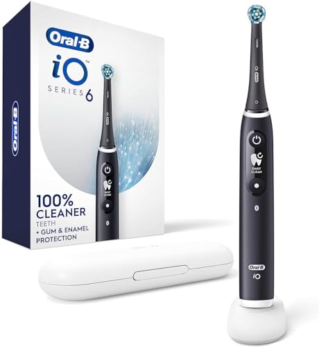 Oral-B iO Series 6 Rechargeable Electric Toothbrush with Visible Pressure Sensor to Protect Gums, 2 Minute Timer, 5 Cleaning Settings