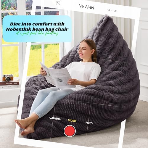 Hobestluk 3 in 1 Bean Bag Chair Giant Bean Bag Chairs Convertible Bean Bag Floor Cushion with Machine Washable Cover
