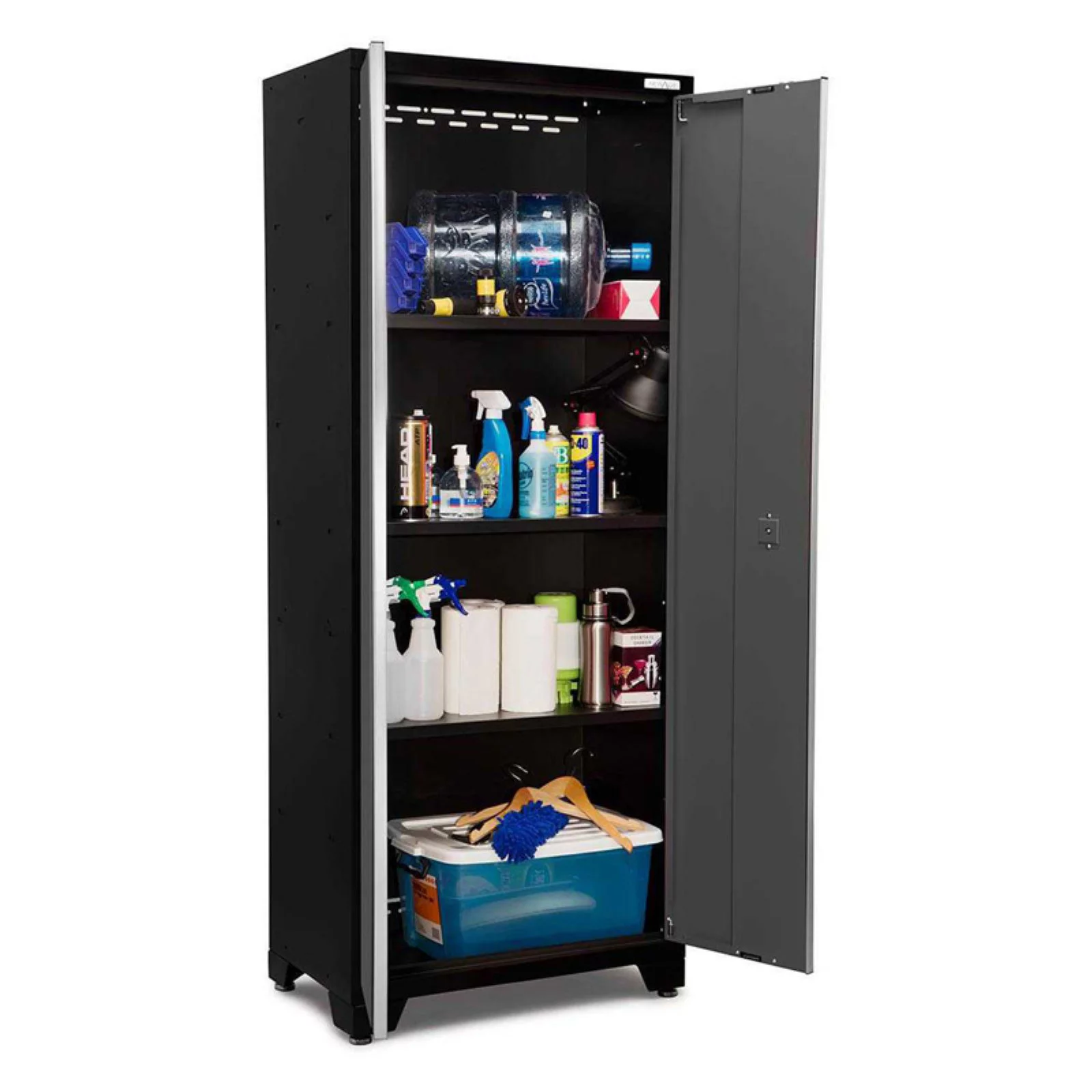 NewAge Products Bold Series Gray 8 Piece Cabinet Set, Heavy Duty 24-Gauge Steel Garage Storage System, LED Lights Included - Curated Treasures Market