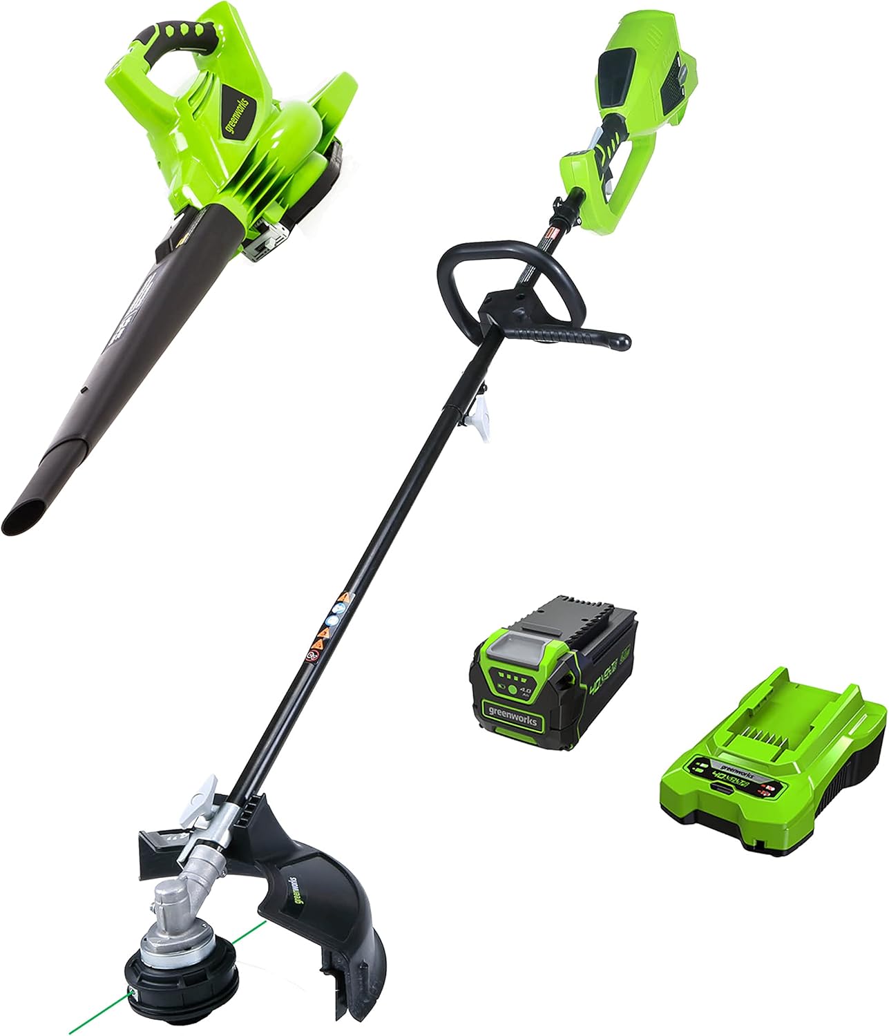 Greenworks DigiPro G-MAX 40V Cordless String Trimmer and Blower/Vac, 4Ah Li-Ion Battery