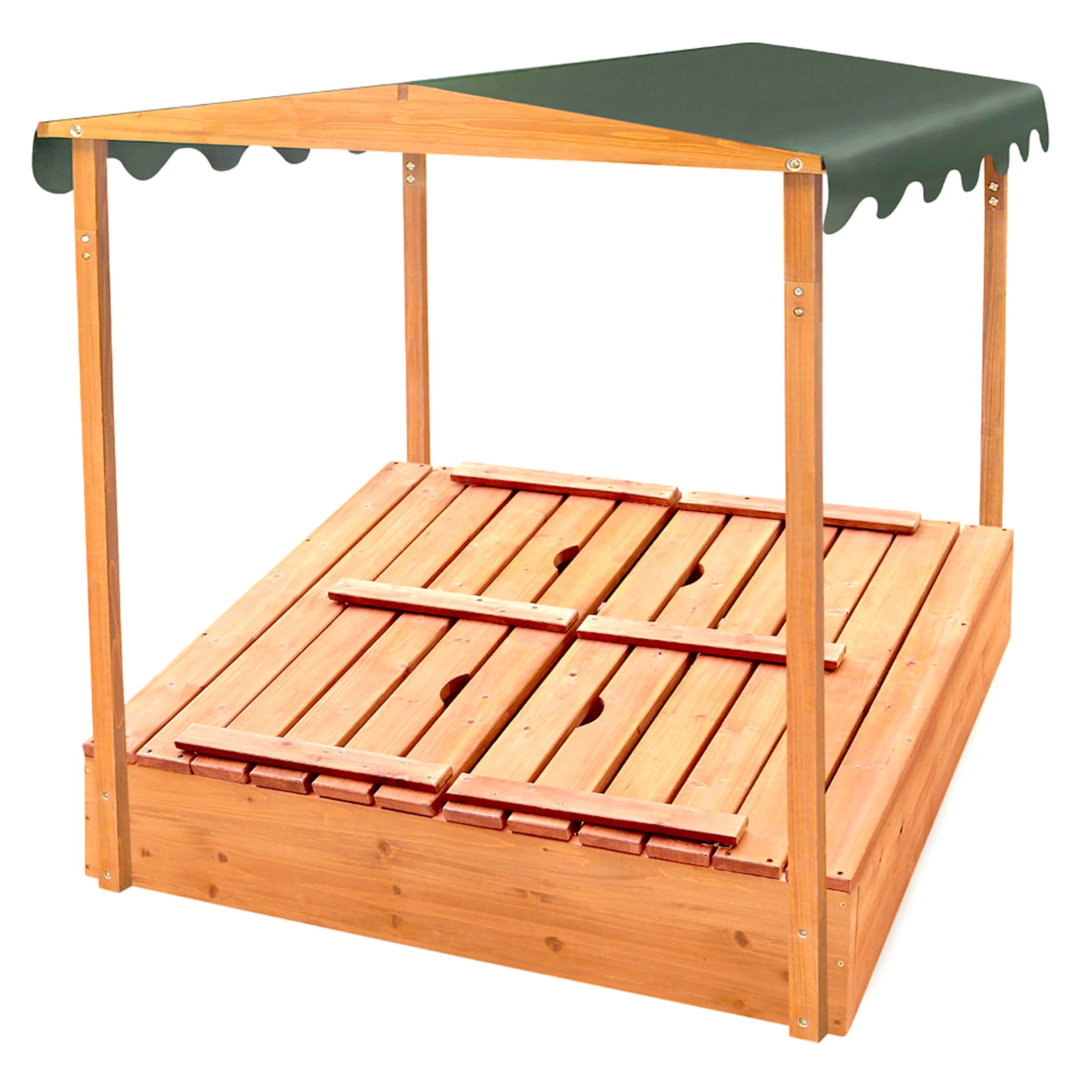 Badger Basket Covered Convertible Cedar Sandbox with Canopy and Two Bench Seats