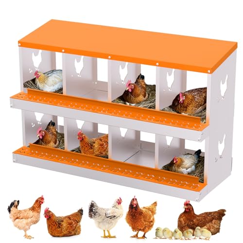 Garvee Chicken Nesting Box with Removable Tray, 8 Compartment Nesting Boxes for Chickens, Easy to Clean and Install