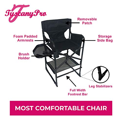 Portable Heavy-Duty Makeup Artist Chair with Umbrella Light Kit - Perfect for Makeup, Salon, Events with 29 Inch Seat Height - Carry Bag Included