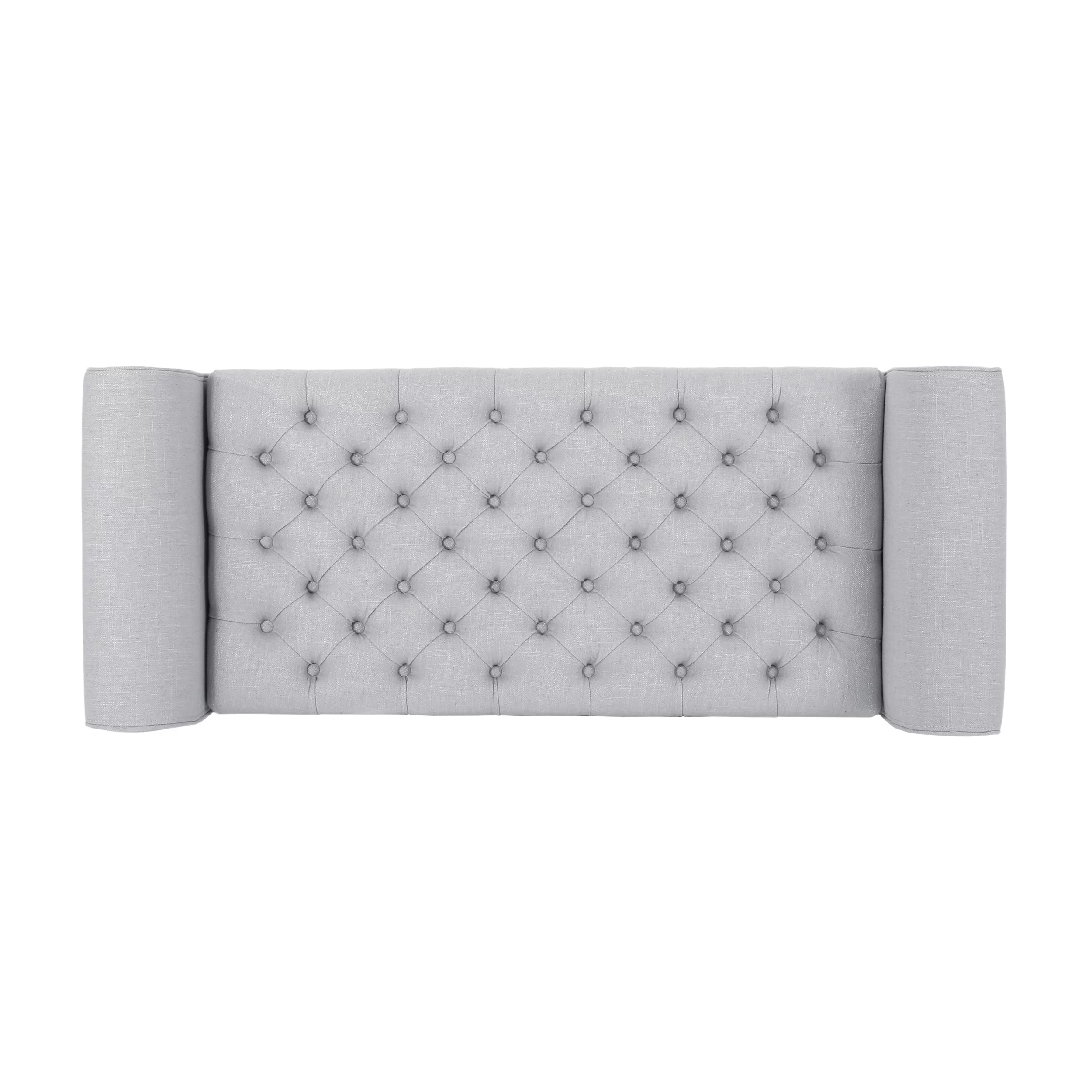Noble House Sheffield Contemporary Rolled Arm Fabric Storage Ottoman Bench, Light Gray and Dark Brown - Radiant Selections