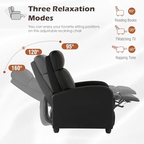 BestMassage | Recliner Chair | with 2 Point Massage Function | Black | with Lumbar Support, Adjustable Push Back, Wide Armrests