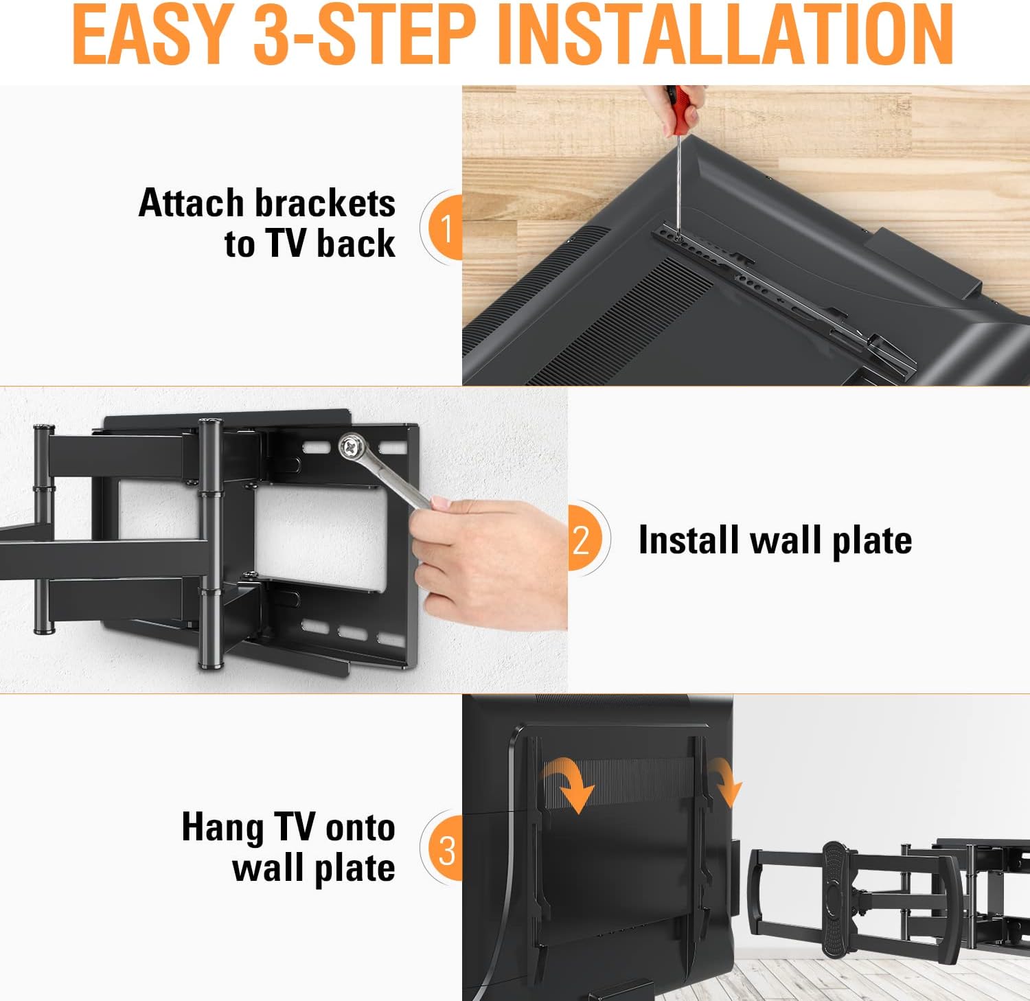 ELIVED Full Motion TV Wall Mount Swivel and Tilt for Most 42-70 Inch (Some up to 75") Flat Screen TVs, TV Mount Bracket with Articulating Arms