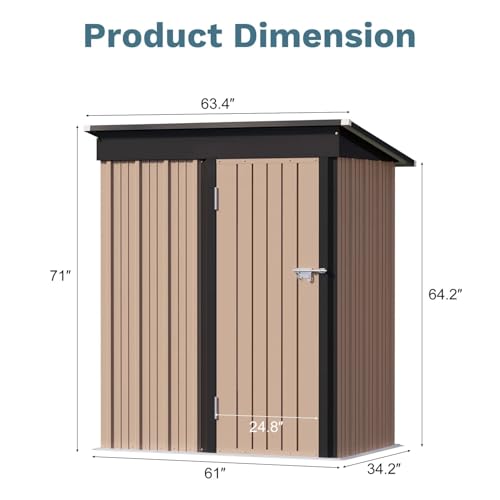 Greesum 5×3 FT Outdoor Storage Shed, Metal Storaged Sheds Without Floor, Tool Sheds with Lockable Doors and Sloping Roof for Garden, Patio, Backyard
