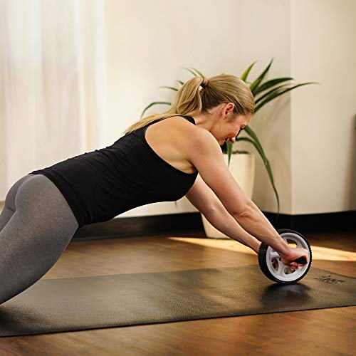 Sunny Health & Fitness Waist Trainer Ab Roller with Elbow Support, Training Wheels, Foldable for Home Gym, Abdominal Exercises, Core Strength