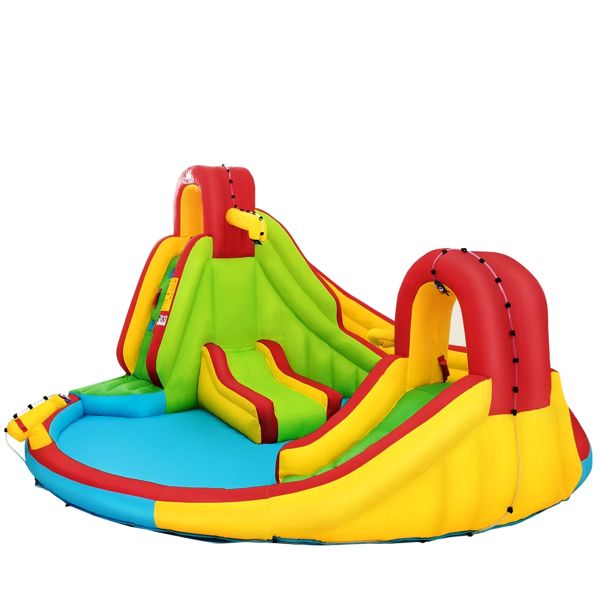 Inflatable Kids Water Slide Park with Climbing Wall Water Cannon and Splash Pool