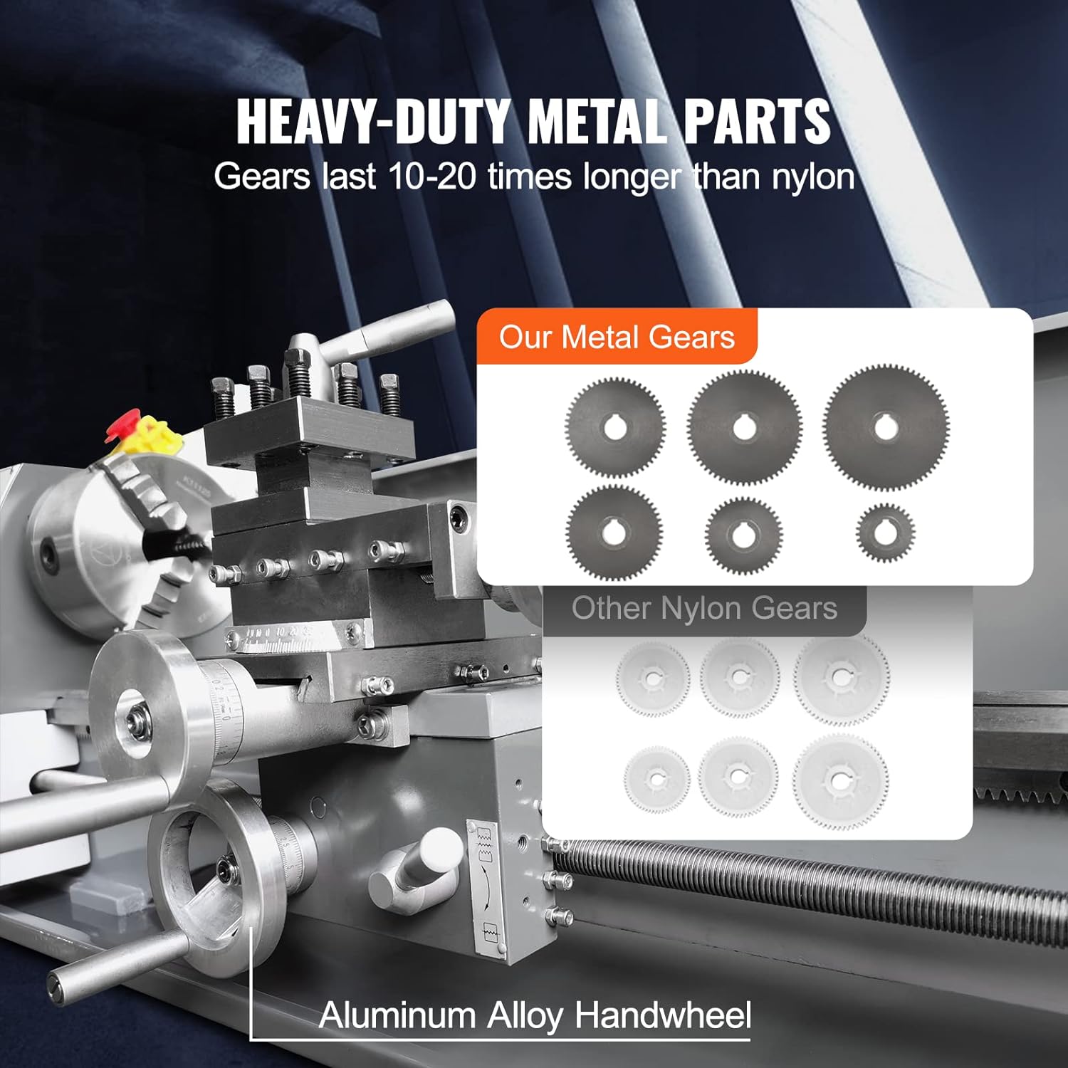 VEVOR Metal Lathe Machine, 8.3'' x 29.5'', Precision Benchtop Power Metal Lathe, 0-2500 RPM Continuously Variable Speed