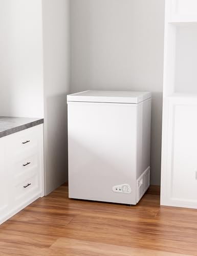 7.0 Cu Ft Chest Freezer - Energy Efficient & Quiet Mini Freezer with Adjustable Thermostat - Compact Deep Freezer for Home, Apartment, and Garage