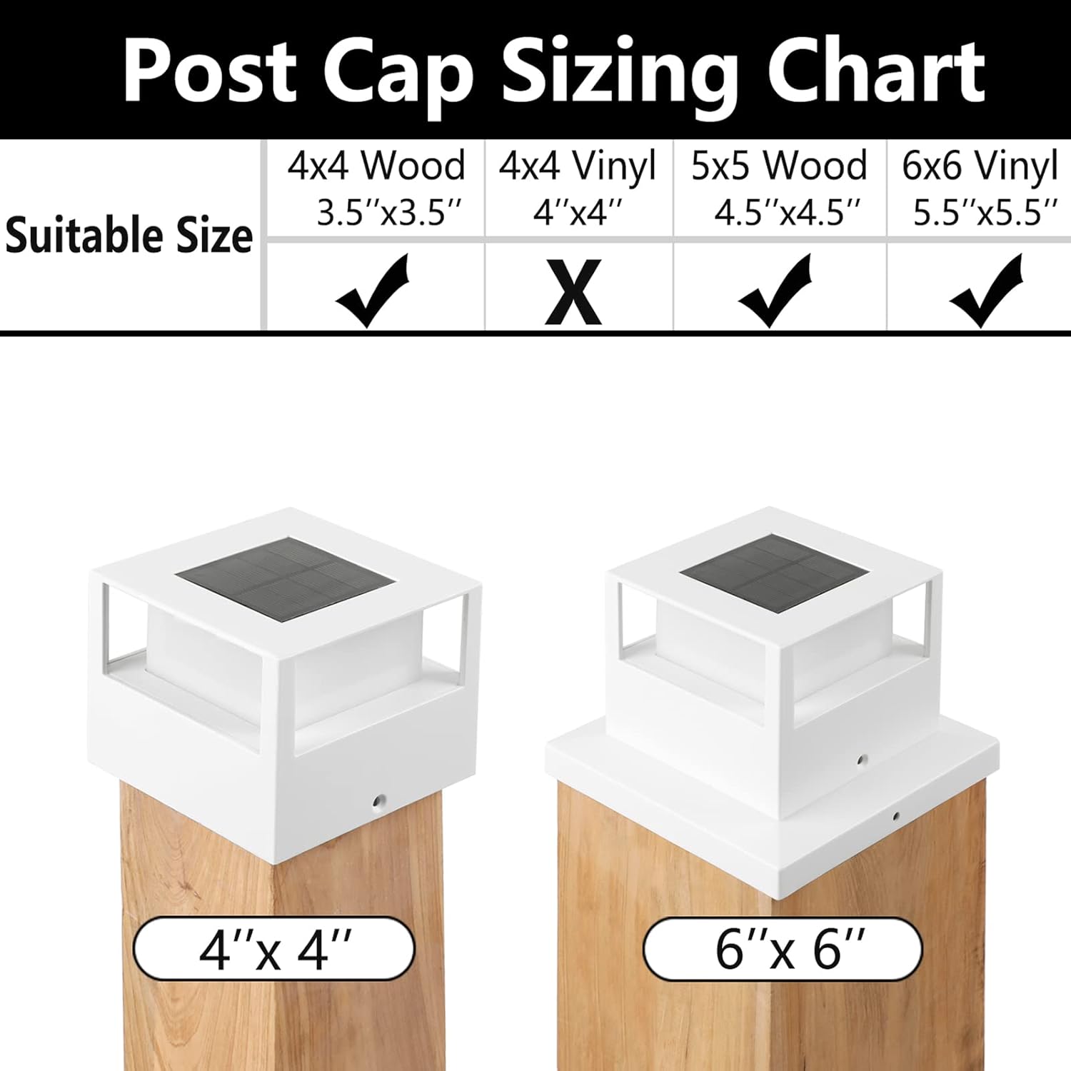 6 Pack Solar Post Lights Outdoor Solar Post Cap Lights