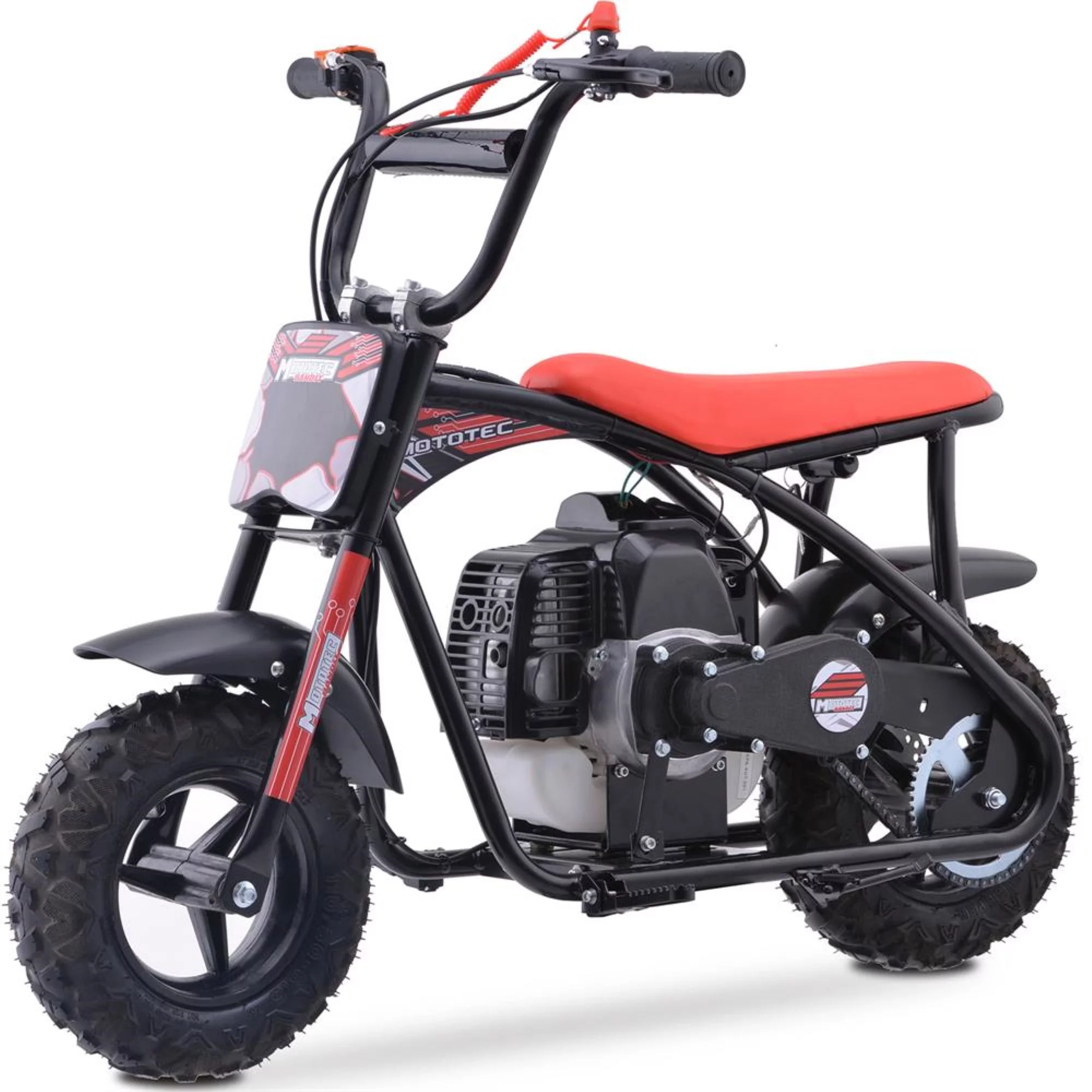 MotoTec Bandit 52cc 2-Stroke Kids Gas Mini Bike Red - Radiant Selections
