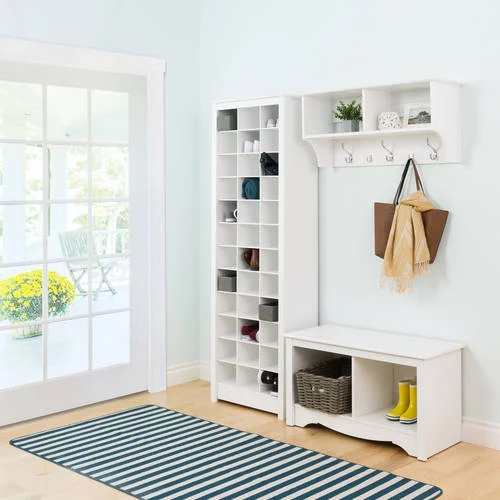 Prepac Elegant White Shoe Storage Cabinet, Space-Saving Solution with Cubbies for 36 Pairs, 13"D x 23.5" W x 72.5" H