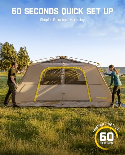 FanttikOutdoor Zeta C8 Air/C10 Air Camping Tent, Lightweight 10 Person Instant Cabin Tent Setup in 60s, 20% Lighter