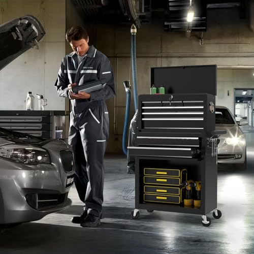 On Shine 8 Drawer Rolling Tool Chest, Large Capacity Rolling Tool Box with Wheels, Locking Mechanical Tool Chest