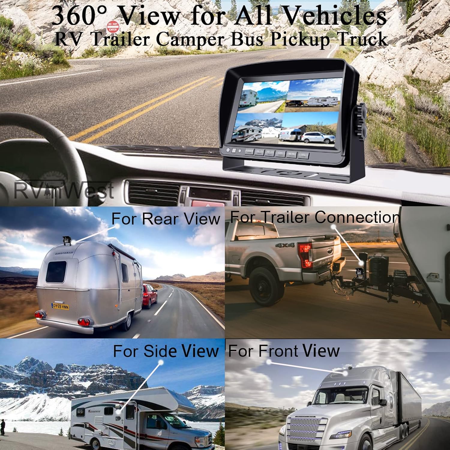Backup Camera System with 9'' 1080P Monitor for RV Semi Box Truck Trailer Camper