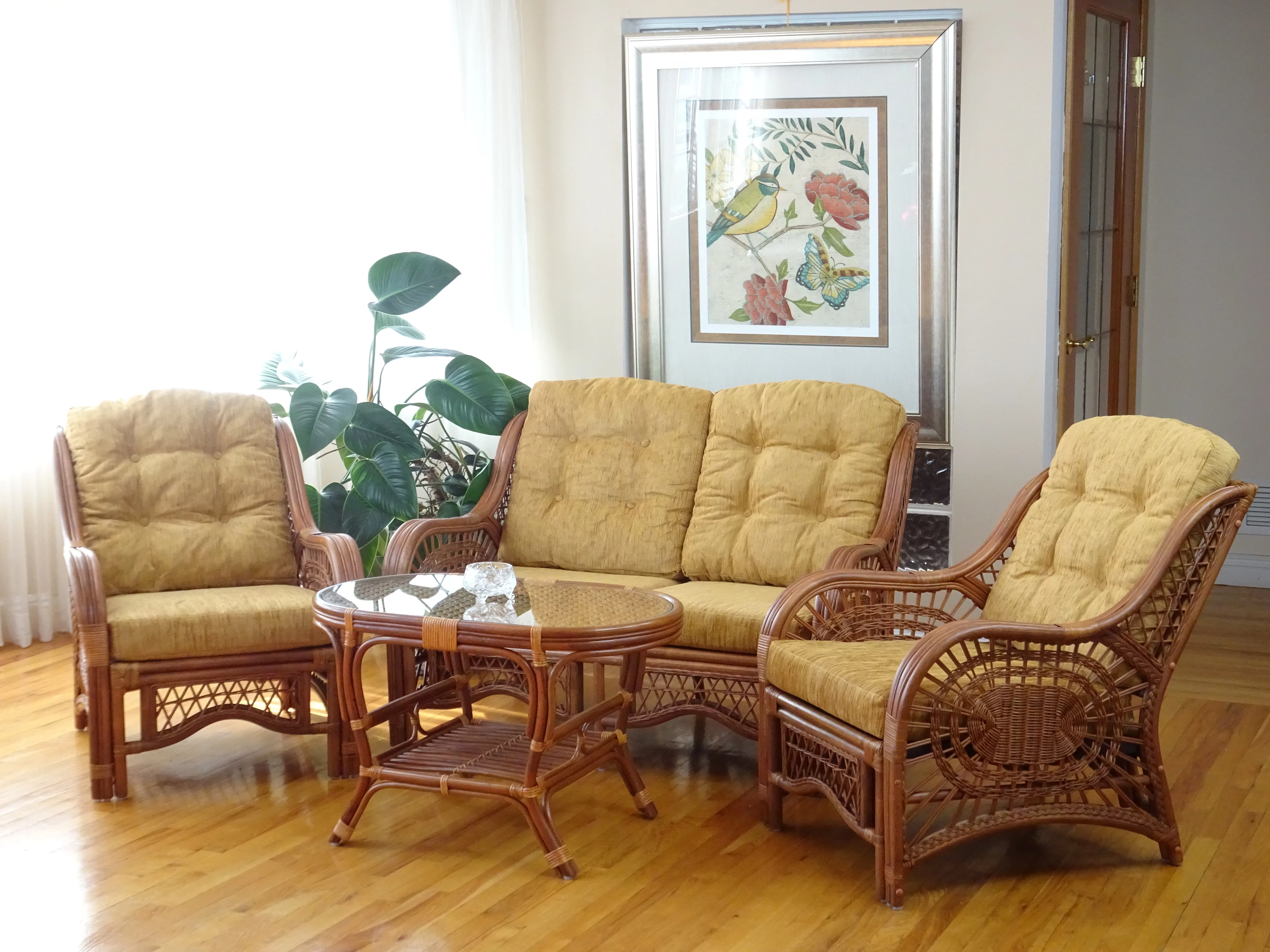 Malibu Lounge Armchair ECO Natural Rattan Wicker Handmade Design w/Light Brown Cushion, Colonial