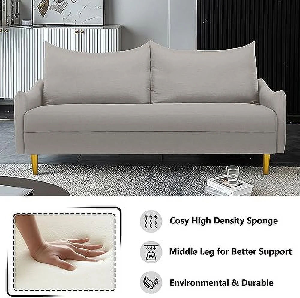 RUNFAYBIU 67" Modern Velvet Loveseat Sofa Couch  Mid-Century Tufted Upholstered Small Love Seat Couch with 2 Pillows