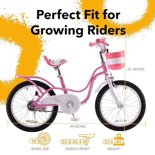 Royalbaby Princess Girls Kids Bike 12 14 16 18 20 Inch Children Bicycle with Basket for Age 3-12 Years