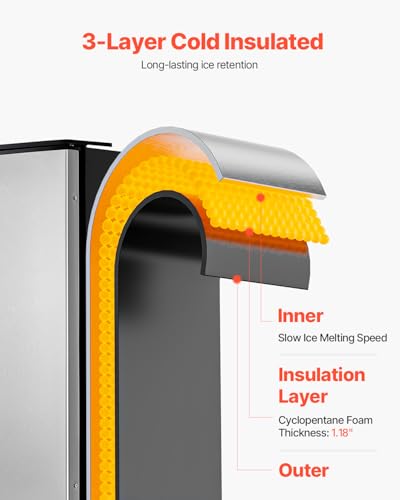 VEVOR Under Counter Ice Maker Machine, Crescent Ice, 25 Lbs/Day Stainless Steel Built in Ice Maker with Reversible Door