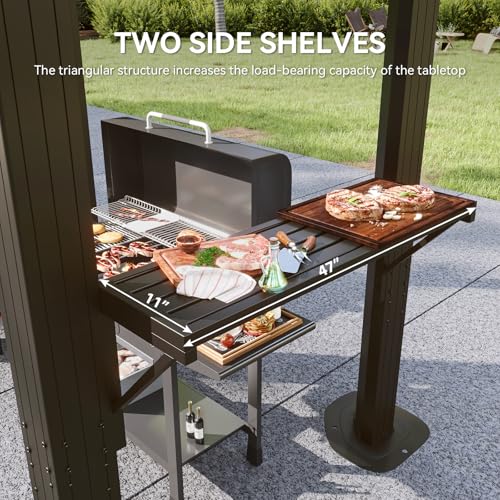 Aoxun 12'x10' Hardtop Gazebo, Aluminum Frame Permanent Pavilion with Curtains and Netting, Outdoor Polycarbonate Double Roof Canopy