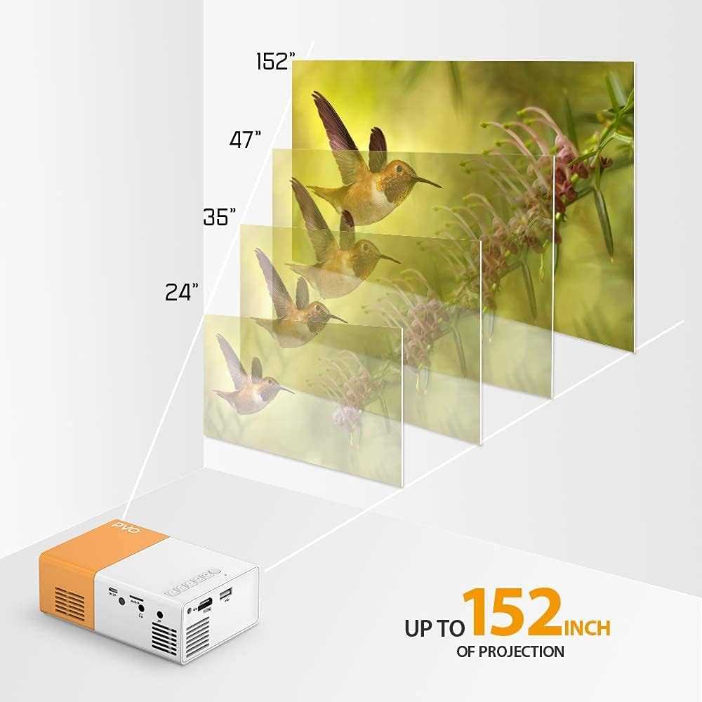 Mini Projector, PVO Portable Projector for Cartoon, Kids Gift, Outdoor Movie Projector