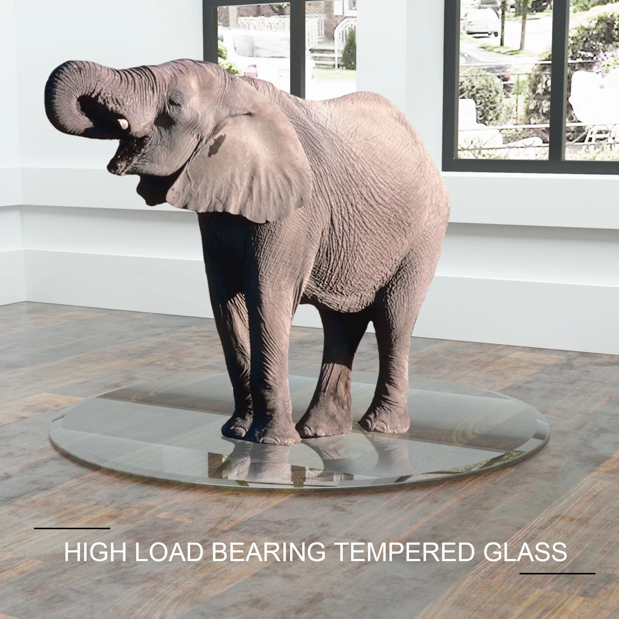 40'' Modern Round Tempered Glass Table Top, Clear Glass 2/5" inch Thick Beveled Polished Edge