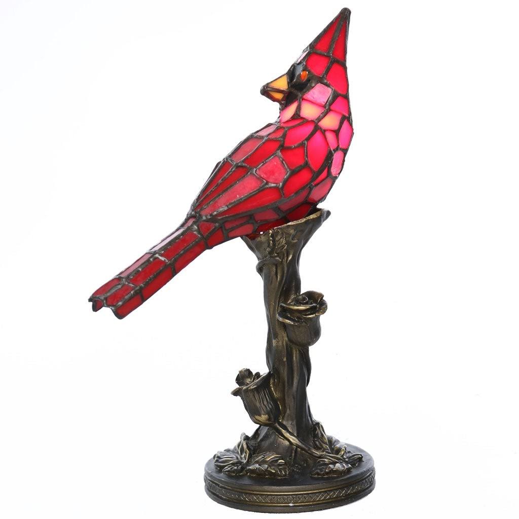 River of Goods 13.5x22 Tall Stained Glass Cardinal Accent Lamp, Red