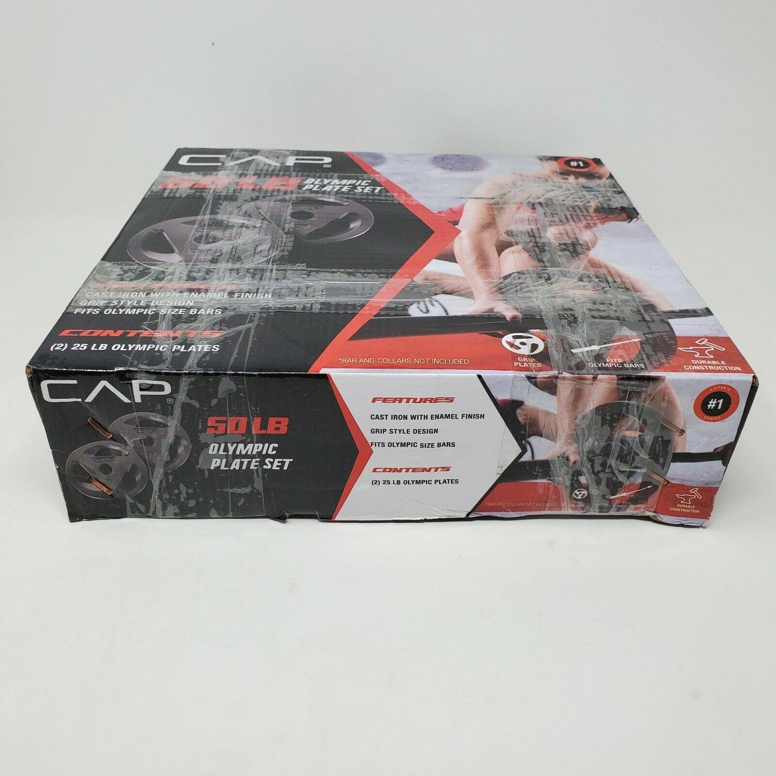 Cap 50lb Olympic Weight Plate Set (2) 25 lb Plates Cast Iron