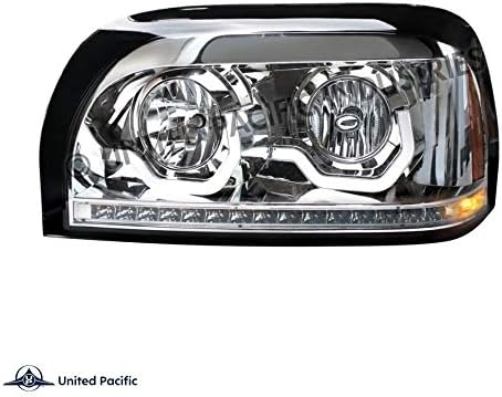 United Pacific 31203 Freightliner Century Chrome Projection Headlight W/LED Turn Signal & Light Bar -Driver
