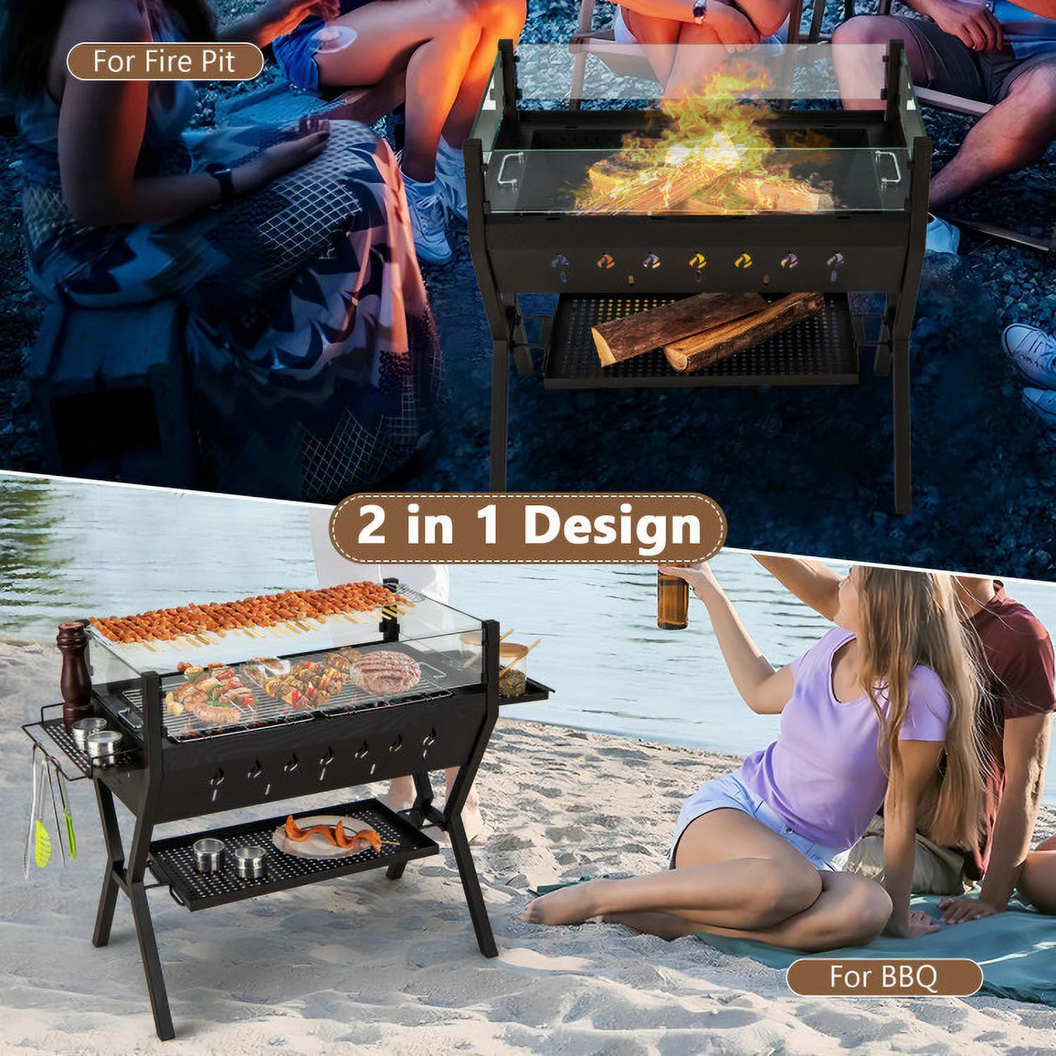 Versatile 3-in-1 Charcoal BBQ Grill - 29.0 - Grill like a pro with convenience and efficiency!