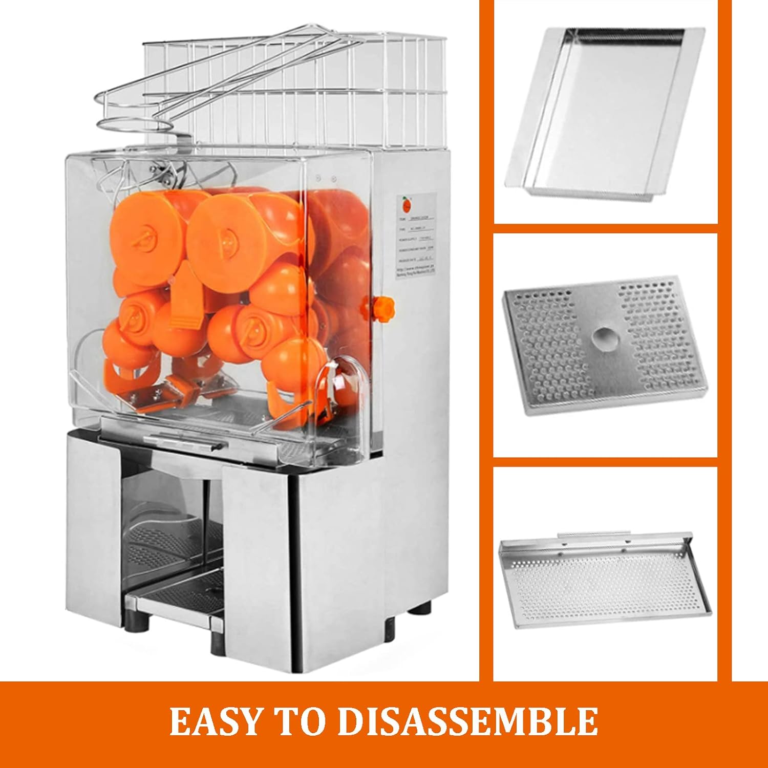 Commercial 304 Stainless Steel Juicer Machine,120W Lemon Squeezer Citrus Juicer,High Efficiency 20 Oranges/Min