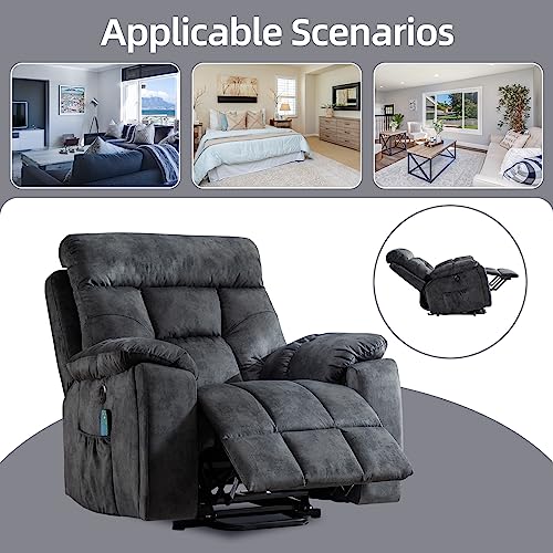 CANMOV Large Power Lift Recliner Chair with Massage and Heat for Elderly Big and Tall People, Overstuffed Wide Recliners with 2 Cup Holders