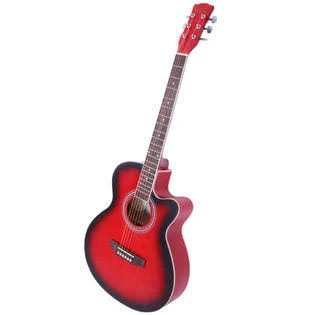 Glarry New 41 inch Adult Spruce Wood 6 String Cutaway Acoustic Guitar with Bag and More Gradient Red - Megean