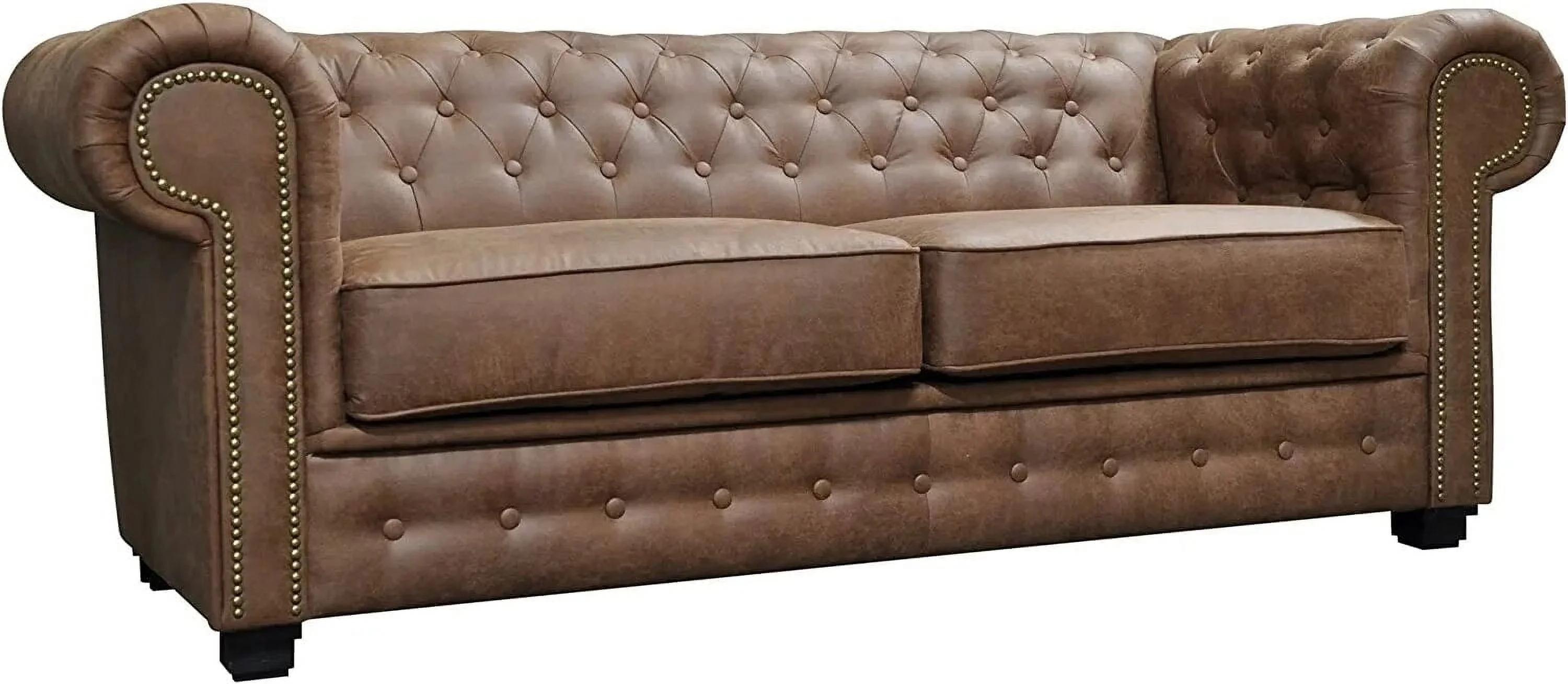Anx Chesterfield Style Sofa Set 3+2 Seater Armchair Brown Faux Leather (3 Seater)