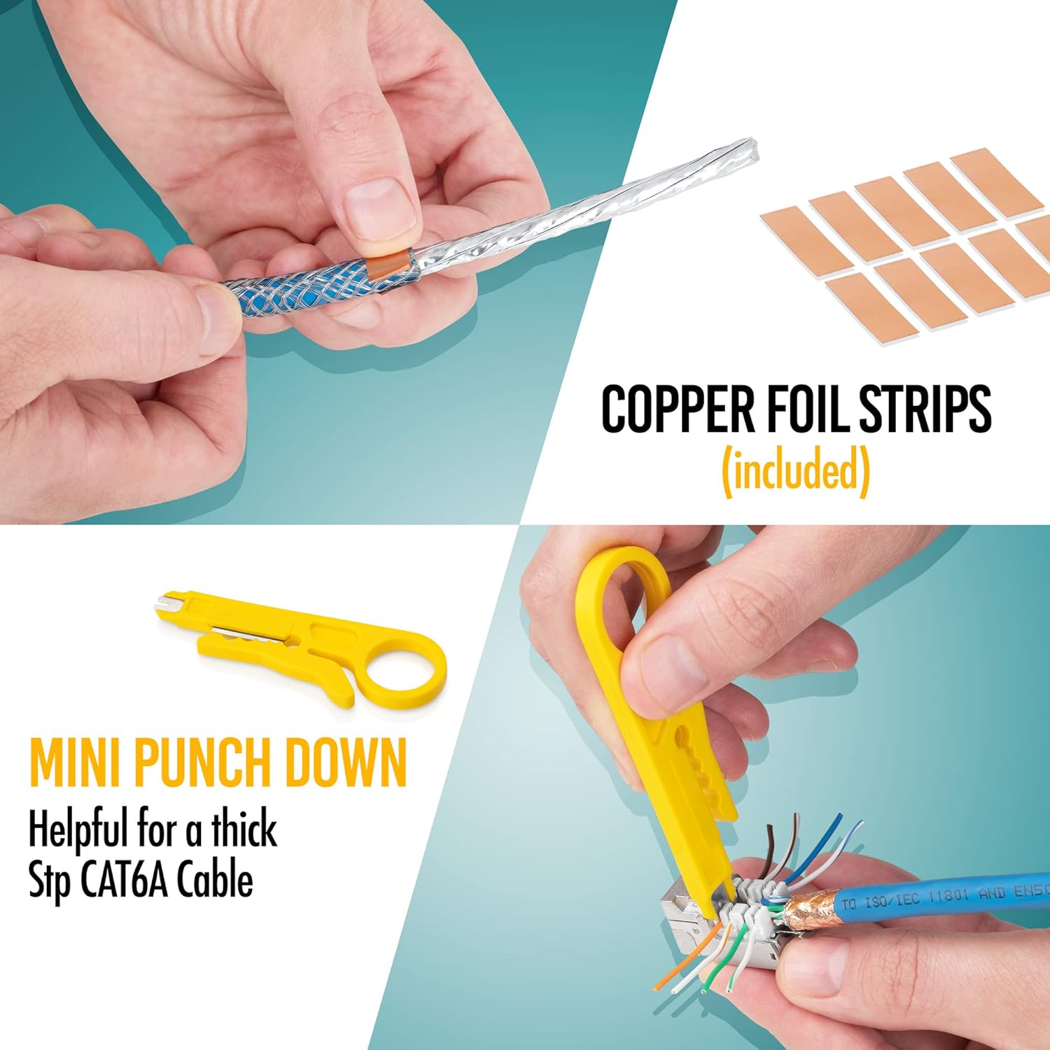 EMS easySHIELD - Speed Termination Tool Kit - F/STP Punch Down Crimper - For a Slim Profile, 90-Degrees, RJ45 CAT6/6A Shielded Keystone Jacks