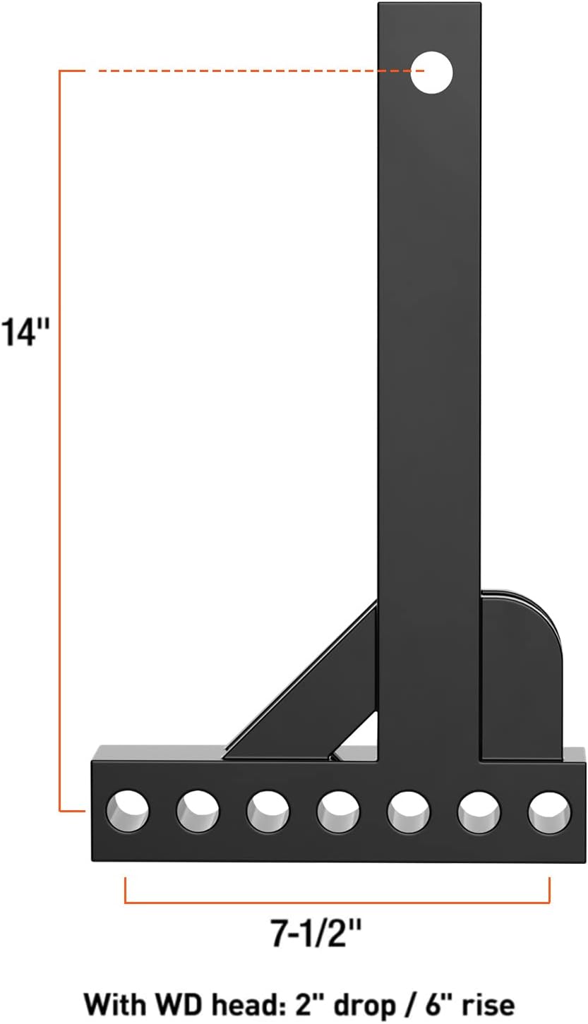 Weight Distribution Hitch Shank Drop Hitch Weight Distribution, 2-Inch Receiver, 6-Inch Rise