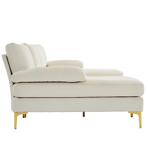 Karl home Convertible Sectional Sofa 110" U-Shape Sofa Couch 4-Seat Couch with Chaise ChenilleFabric Upholstered for Living Room, Apartment, Office