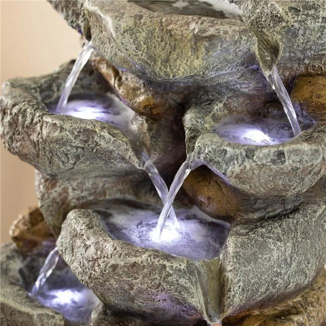 Cascading Electric Powered 8-Tier Rock Water Fountain 20' for Indoor and Outdoor Use