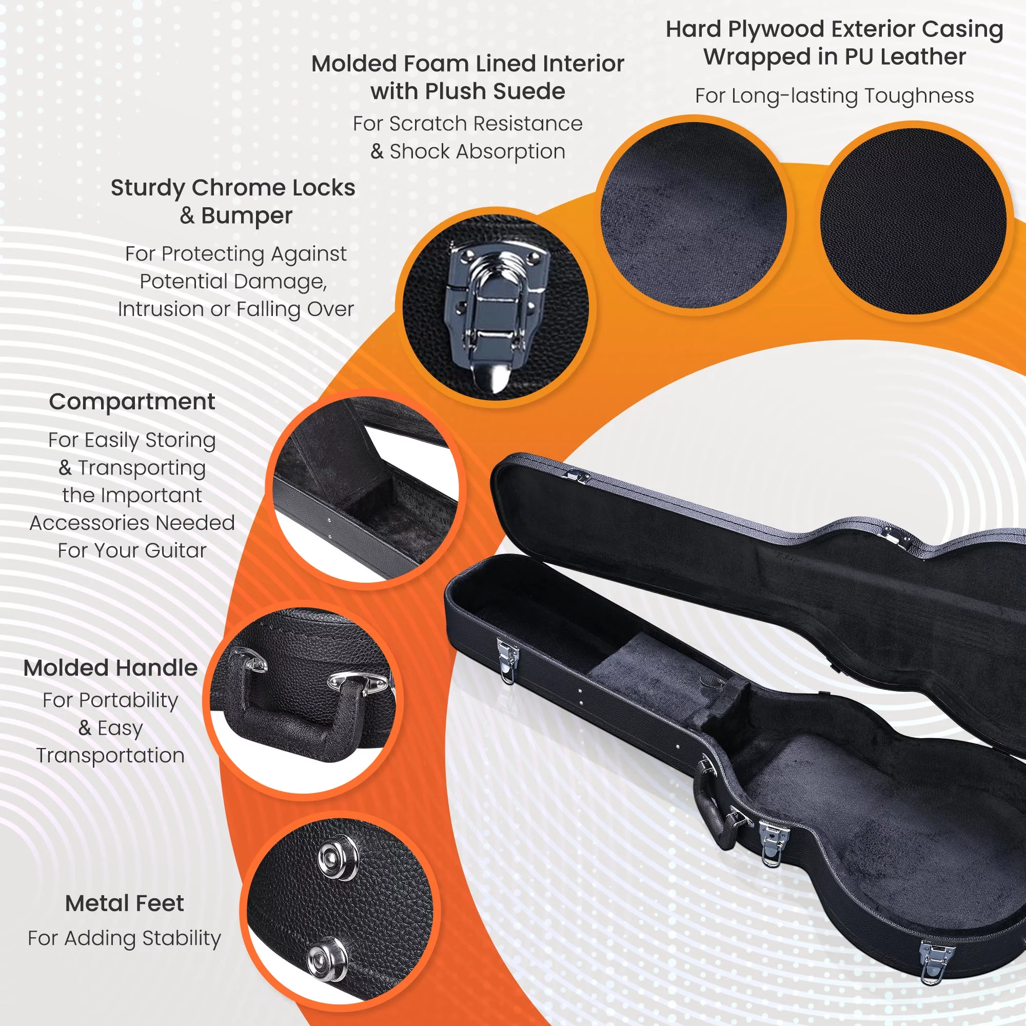 Yescom Electric Guitar Hard Case for LP Les Paul Style Electric Guitar Wooden Hard Shell Lockable - Radiant Selections