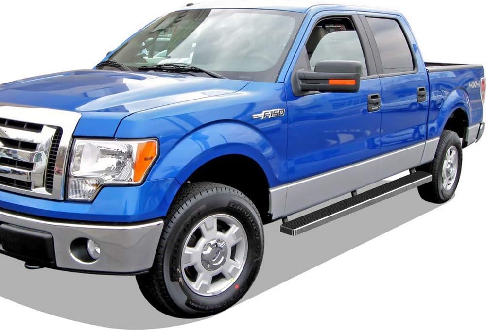 APS iBoard 304 Stainless Steel Polished 5in Silver Running Boards Compatible with Ford F150 2009-2014 SuperCrew Cab (Nerf Bars Side Steps)
