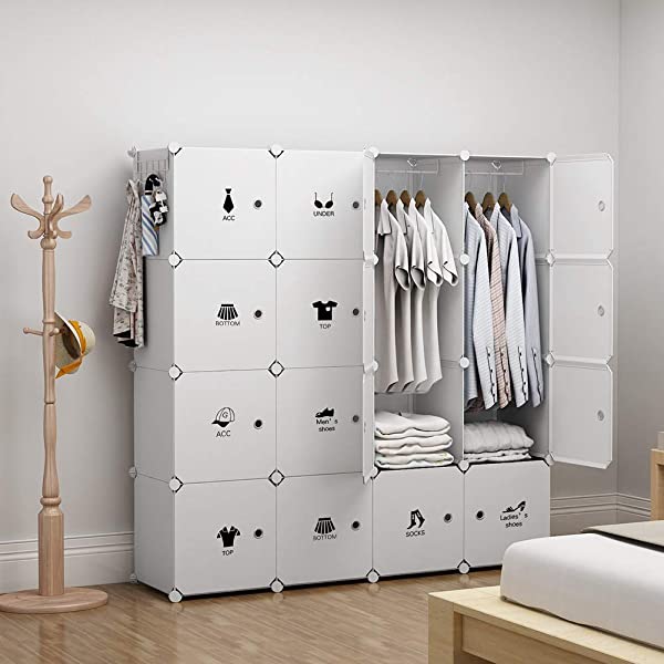 YOZO Cube Storage Organzier Portable Closet Wardrobe Bedroom Dresser (71x14x71 inches) Portable Closet Cube Shelf Armoire Pantry Cabinet, 25 Cubes